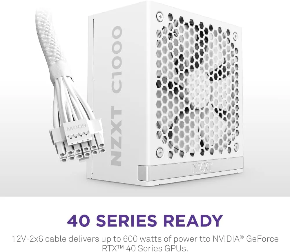 NZXT C1000 Gold ATX 3.1 Fully Modular Low-Noise PC Gaming Power Supply (White) overview 3