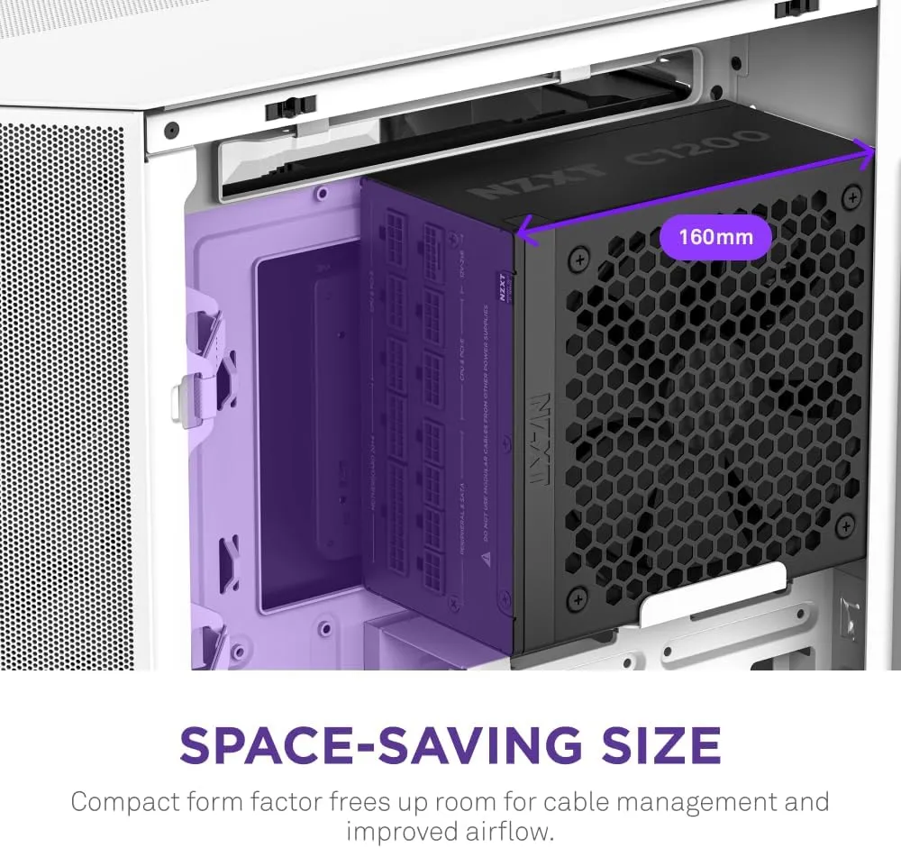 NZXT C1200 Gold ATX 3.1 Fully Modular Low-Noise PC Gaming Power Supply (Black) overview 8