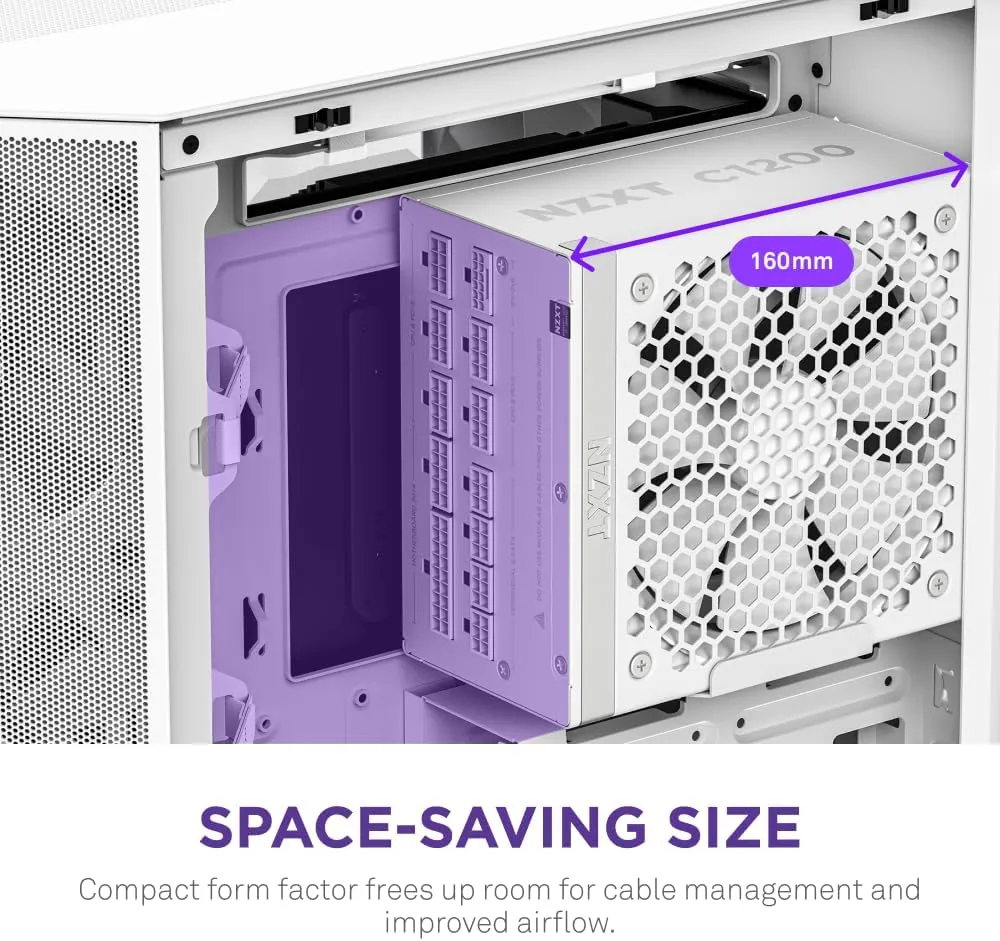 NZXT C1200 Gold ATX 3.1 Fully Modular Low-Noise PC Gaming Power Supply (White) overview 8