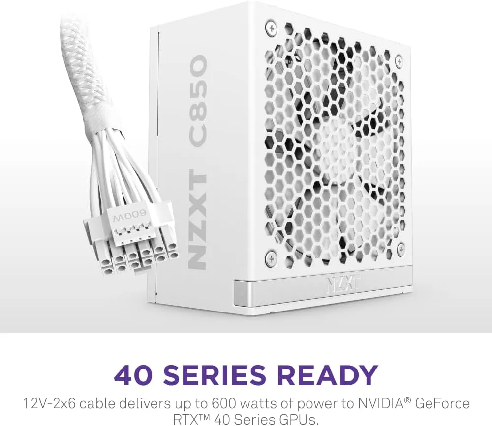 NZXT C850 Gold ATX 3.1 Fully Modular Low-Noise PC Gaming Power Supply (White) overview 3