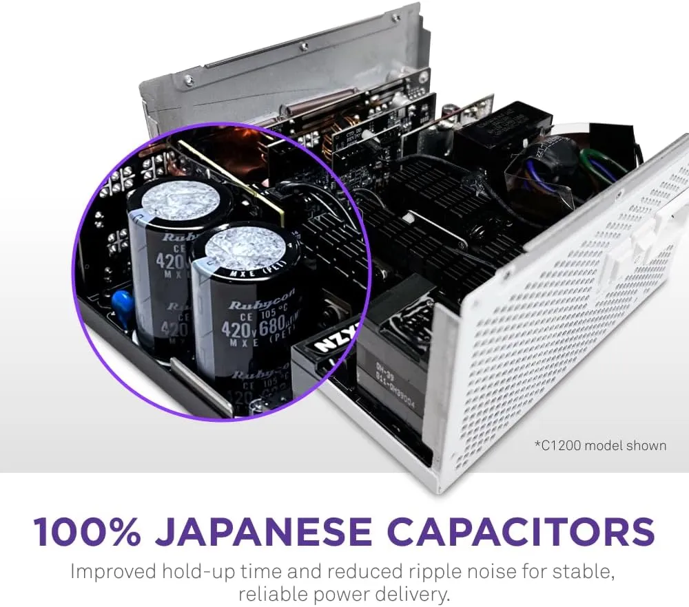 NZXT C850 Gold ATX 3.1 Fully Modular Low-Noise PC Gaming Power Supply (White) overview 5