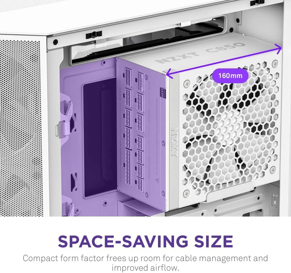 NZXT C850 Gold ATX 3.1 Fully Modular Low-Noise PC Gaming Power Supply (White) overview 7