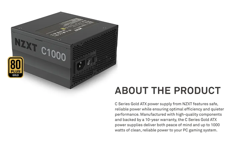 Nzxt C1000 1000 Watt 80 Plus Gold SMPS overview 1
