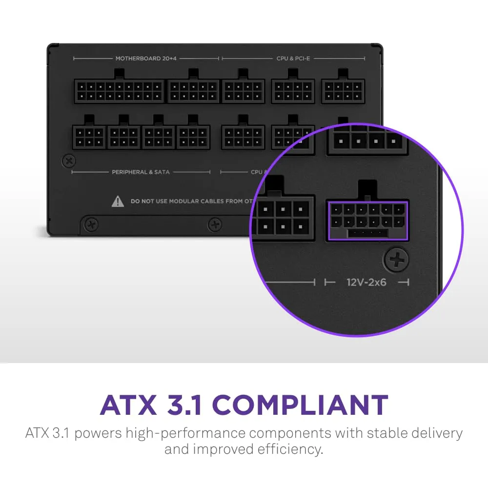 Nzxt C850 850W Gold Fully Modular ATX 3.1 Power Supply - Black overview 2