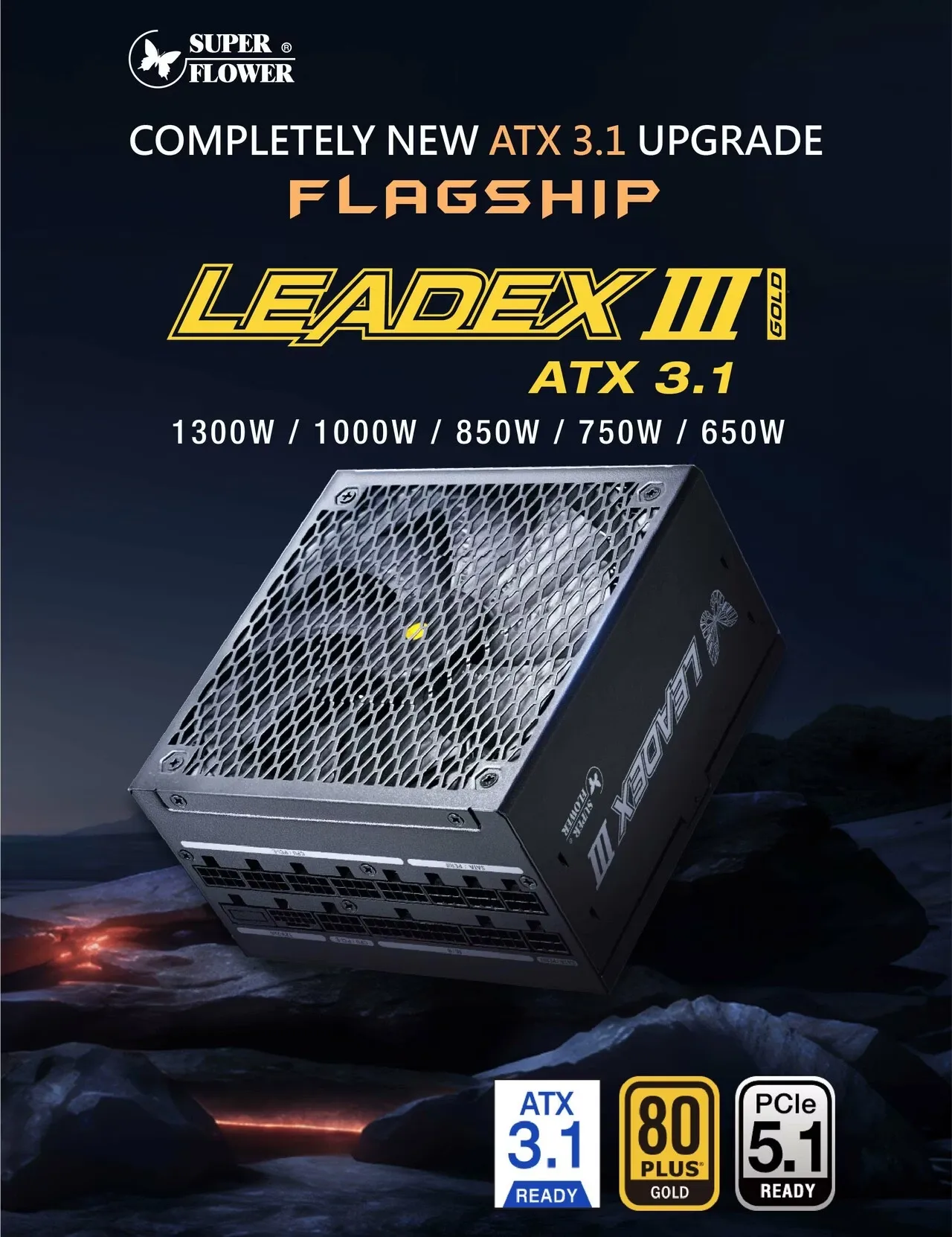 Super Flower Leadex III Gold UP ATX 3.1 850 Watts Power Supply overview 1