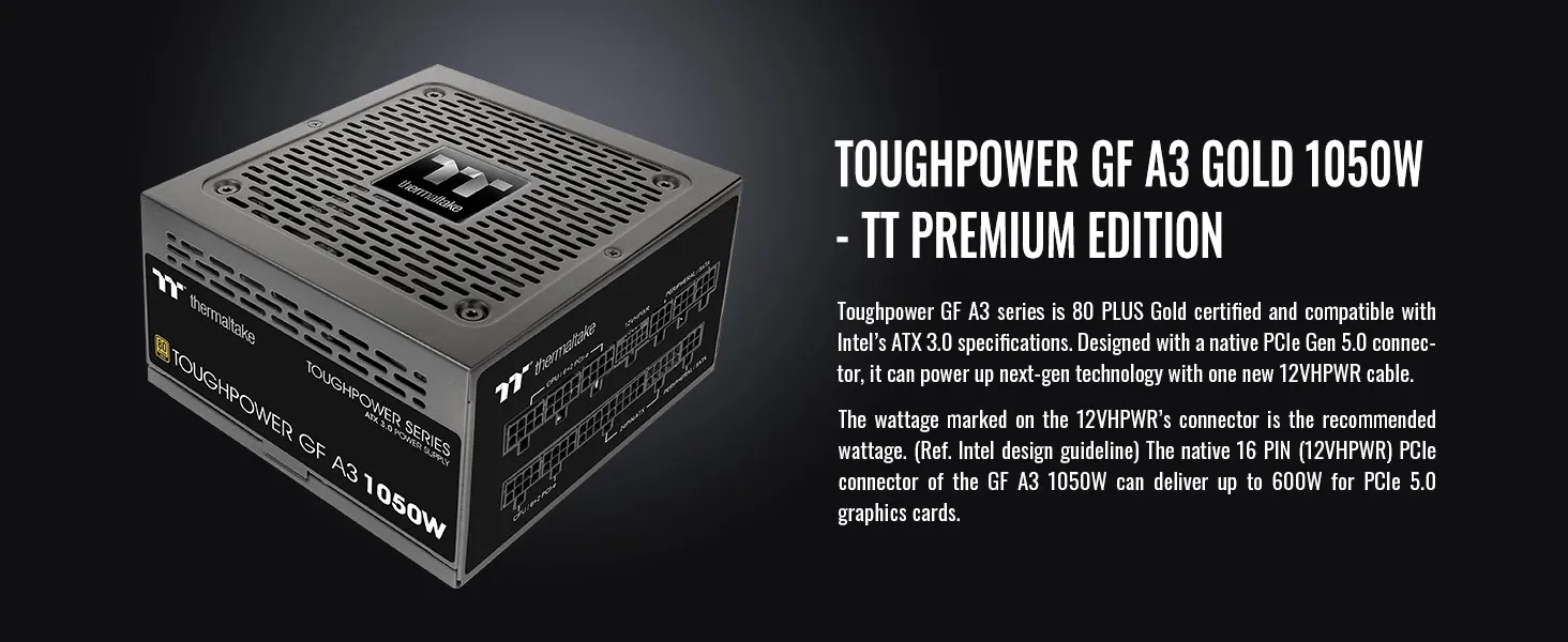 Thermaltake ToughPower GF A3 80 PLUS Gold 1050W Power Supply overview 2