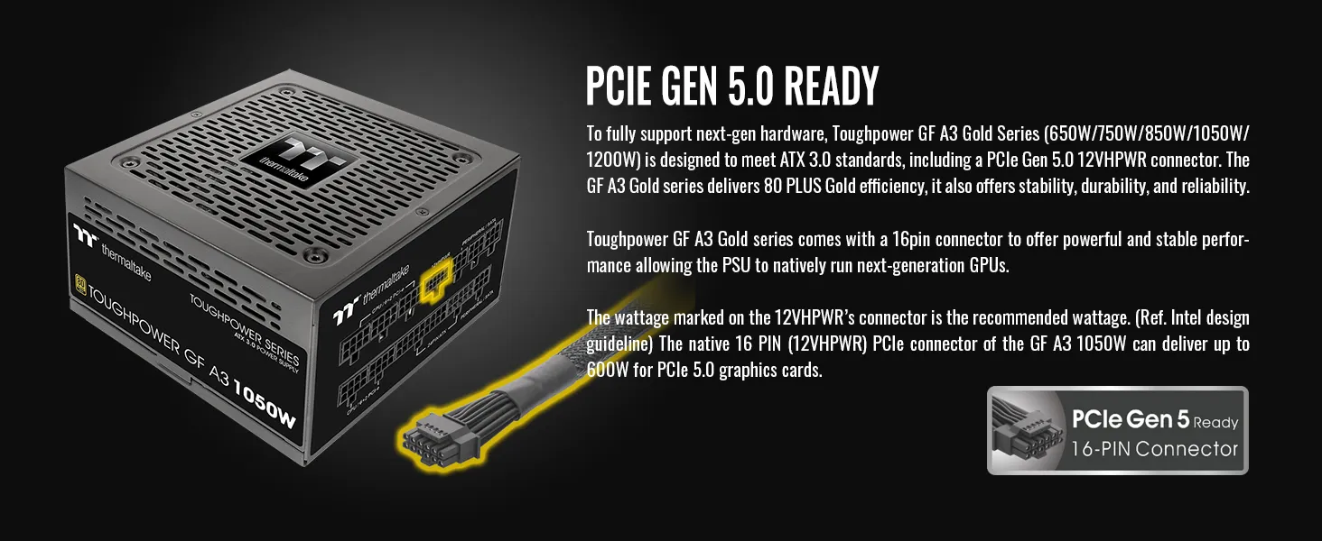 Thermaltake ToughPower GF A3 80 PLUS Gold 1050W Power Supply overview 4