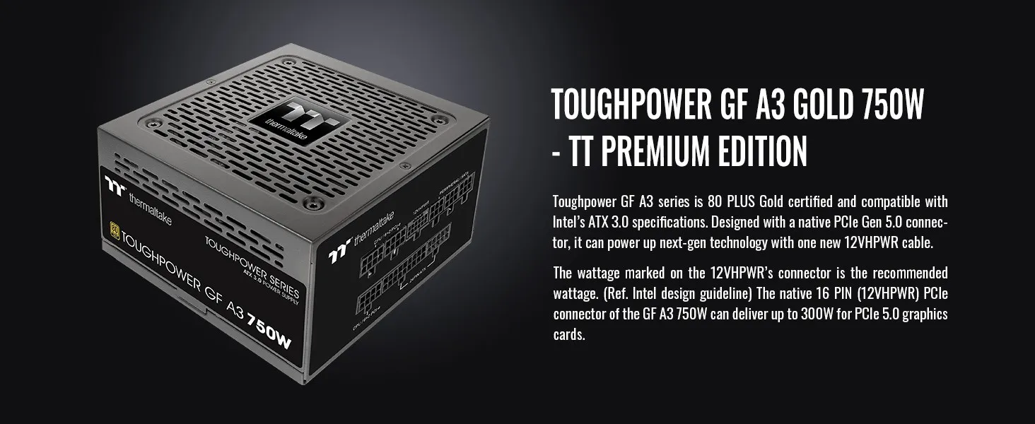 Thermaltake Toughpower GF A3 750W 80+ Gold PCIe Gen5 ATX 3.0 Fully Modular PSU overview 2