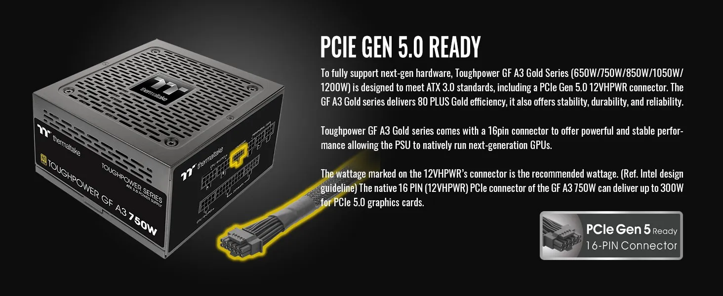 Thermaltake Toughpower GF A3 750W 80+ Gold PCIe Gen5 ATX 3.0 Fully Modular PSU overview 4