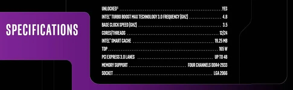 Intel Core i9-10980XE Extreme LGA2066 Desktop Processor (4.60 GHz / 18 Cores / 36 Threads) overview 2