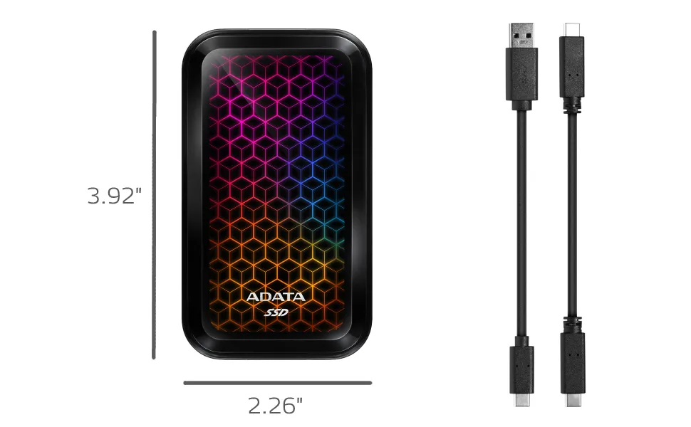 ADATA RGB SE770G 1TB USB3.2 Type-C Fast Transfer Gaming and Personal External SSD overview 2