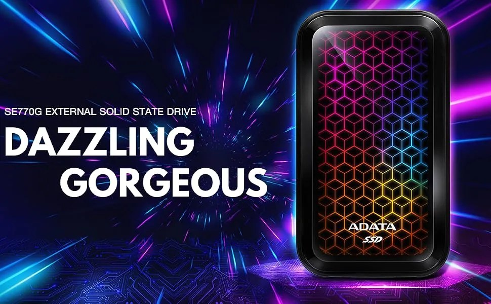 ADATA RGB SE770G 512GB USB3.2 Type-C Fast Transfer Gaming and Personal External SSD overview 1