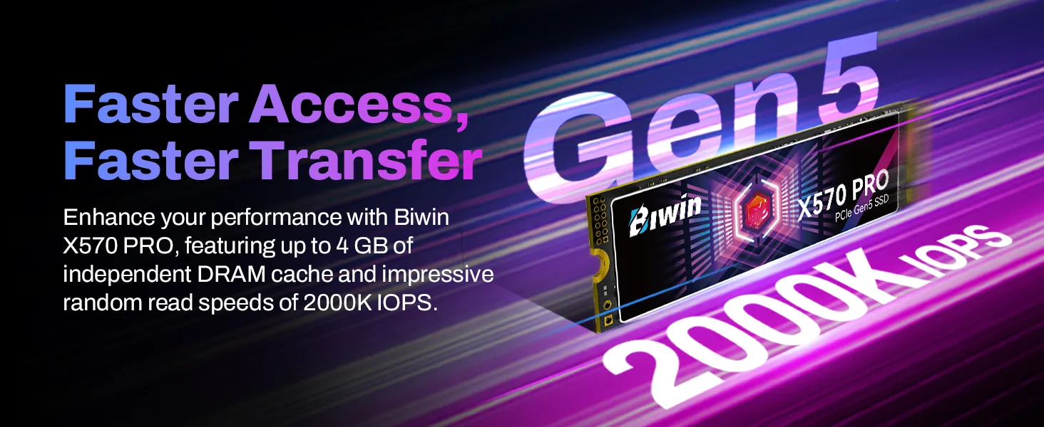 BIWIN Black Opal X570 PRO 4TB Gen5×4 NVMe M.2 2280 PCIe Internal Gaming SSD overview 2