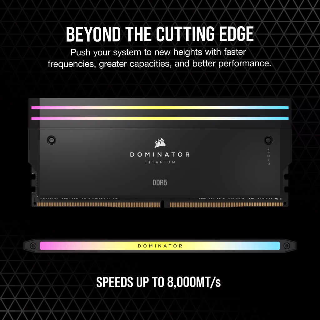 Corsair Dominator Titanium RGB DDR5 64GB (32GBx2) 6000MHz RAM (Black) overview 2
