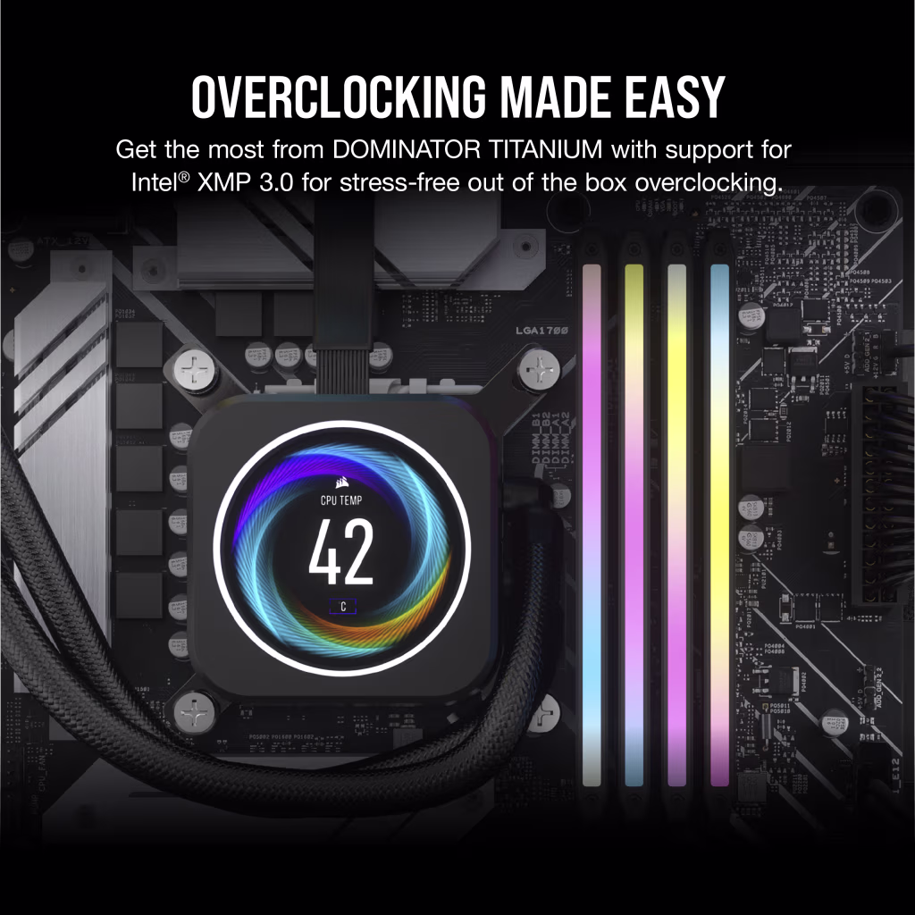 Corsair Dominator Titanium RGB DDR5 64GB (32GBx2) 6000MHz RAM (Black) overview 4