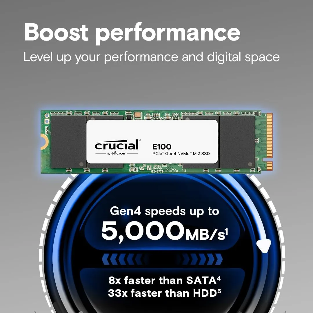 Crucial E100 1TB M.2 PCIe 4.0 Gen4 2280 NVMe Internal SSD overview 6