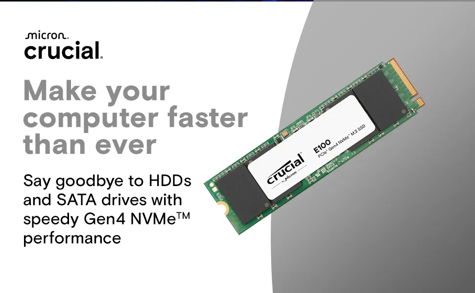 Crucial E100 480GB M.2 PCIe 4.0 Gen4 2280 NVMe Internal SSD overview 1