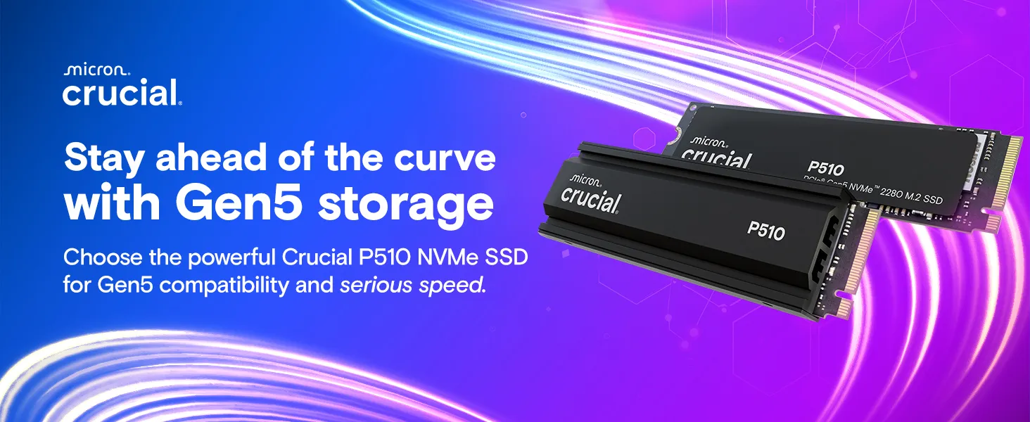 Crucial P510 1TB PCIe Gen5 NVMe 2280 M.2 Internal SSD (CT1000P510SSD8) overview 1