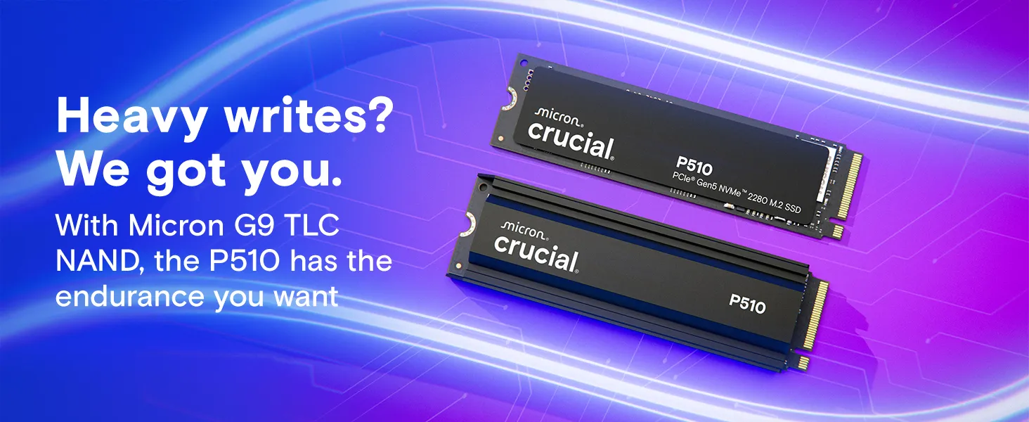 Crucial P510 1TB PCIe Gen5 NVMe 2280 M.2 Internal SSD with Heatsink (CT1000P510SSD5) overview 2