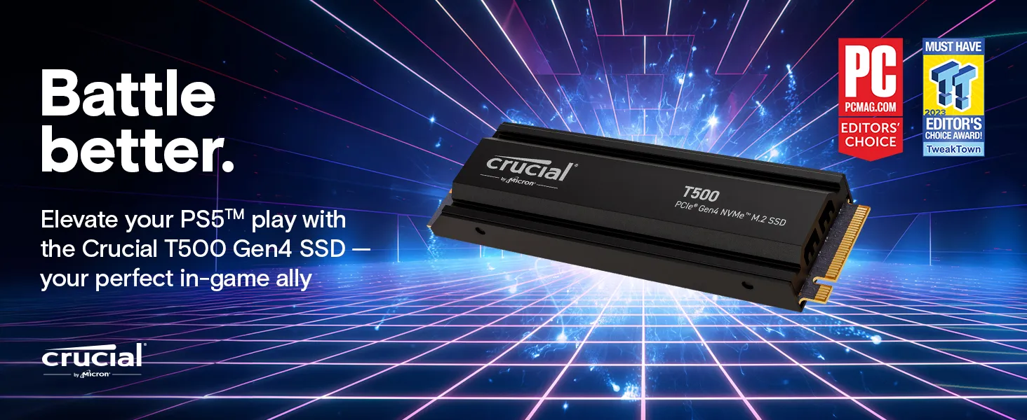 Crucial T500 2TB PCIe 4.0 x4 M.2 Internal SSD with Heatsink overview 1