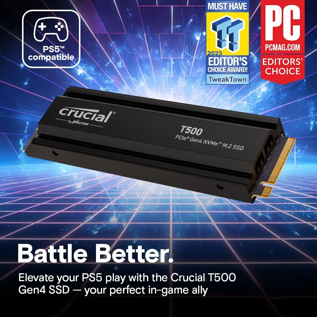 Crucial T500 2TB PCIe 4.0 x4 M.2 Internal SSD with Heatsink overview 6