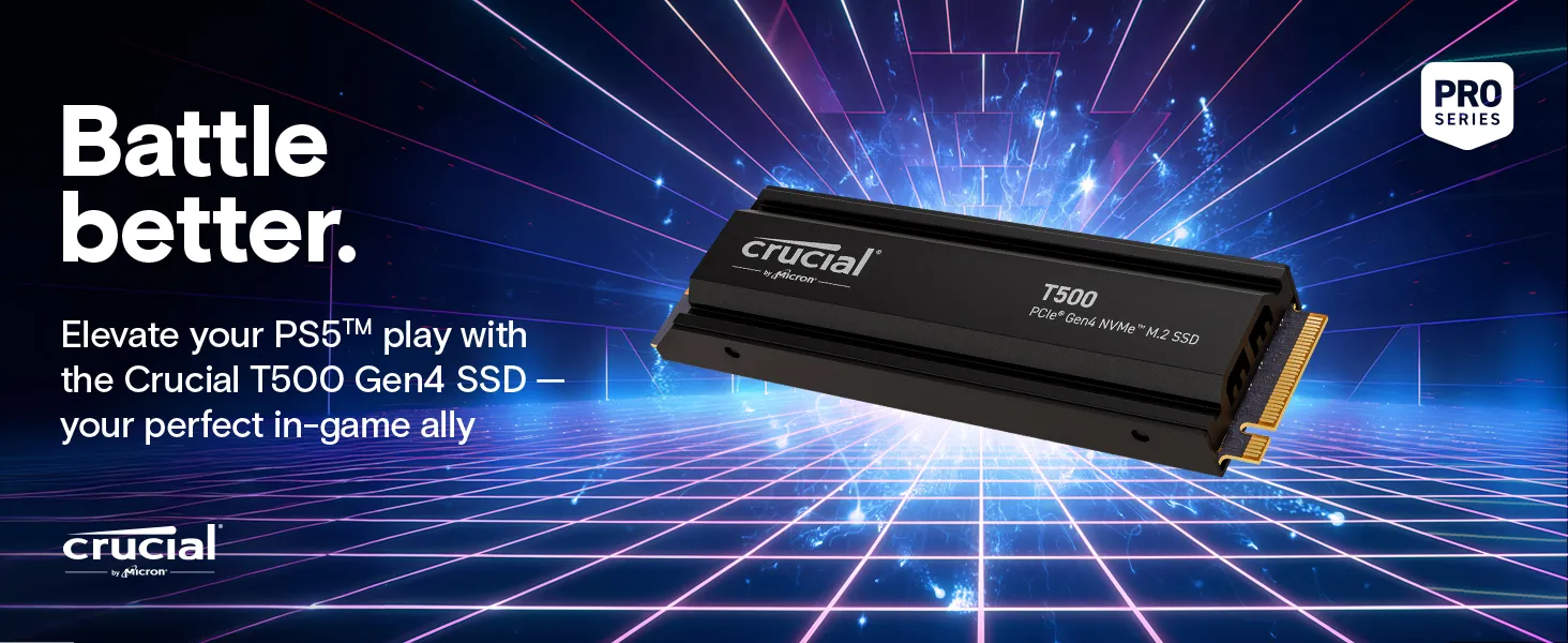 Crucial T500 4TB PCIe 4.0 x4 M.2 Internal SSD with Heatsink overview 1
