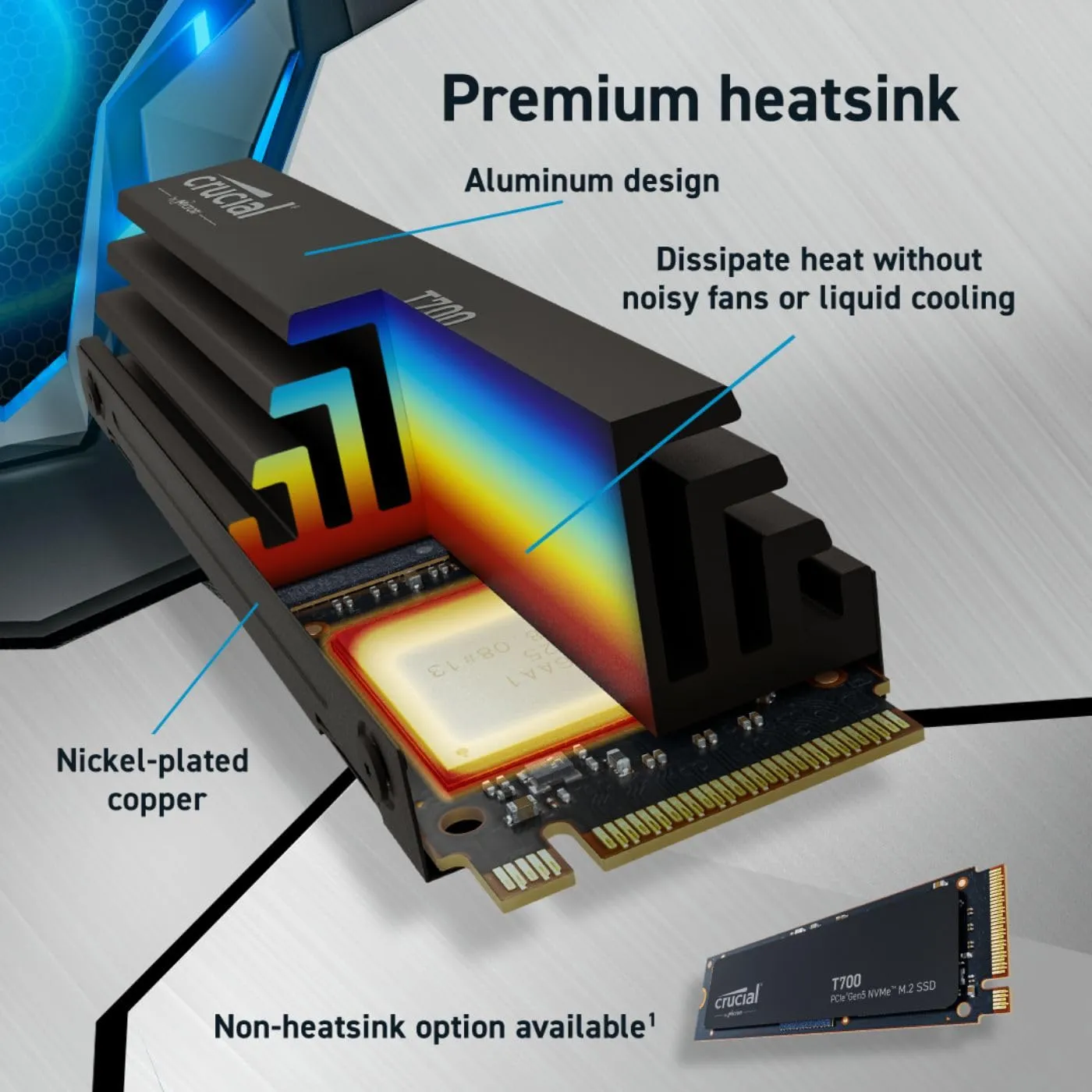Crucial T700 1TB PCIe 5.0 x4 M.2 Internal SSD with Heatsink CT1000T700SSD5 overview 5