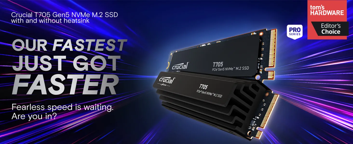 Crucial T705 1TB PCIe Gen5 NVMe M.2 SSD overview 1