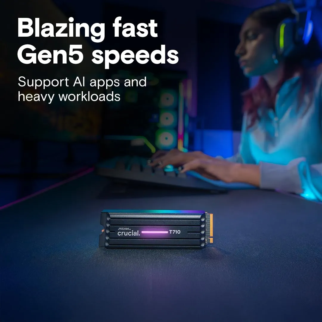 Crucial T710 2TB M.2 PCIe 5.0 x4 Gen5 NVMe SSD with Heatsink overview 1