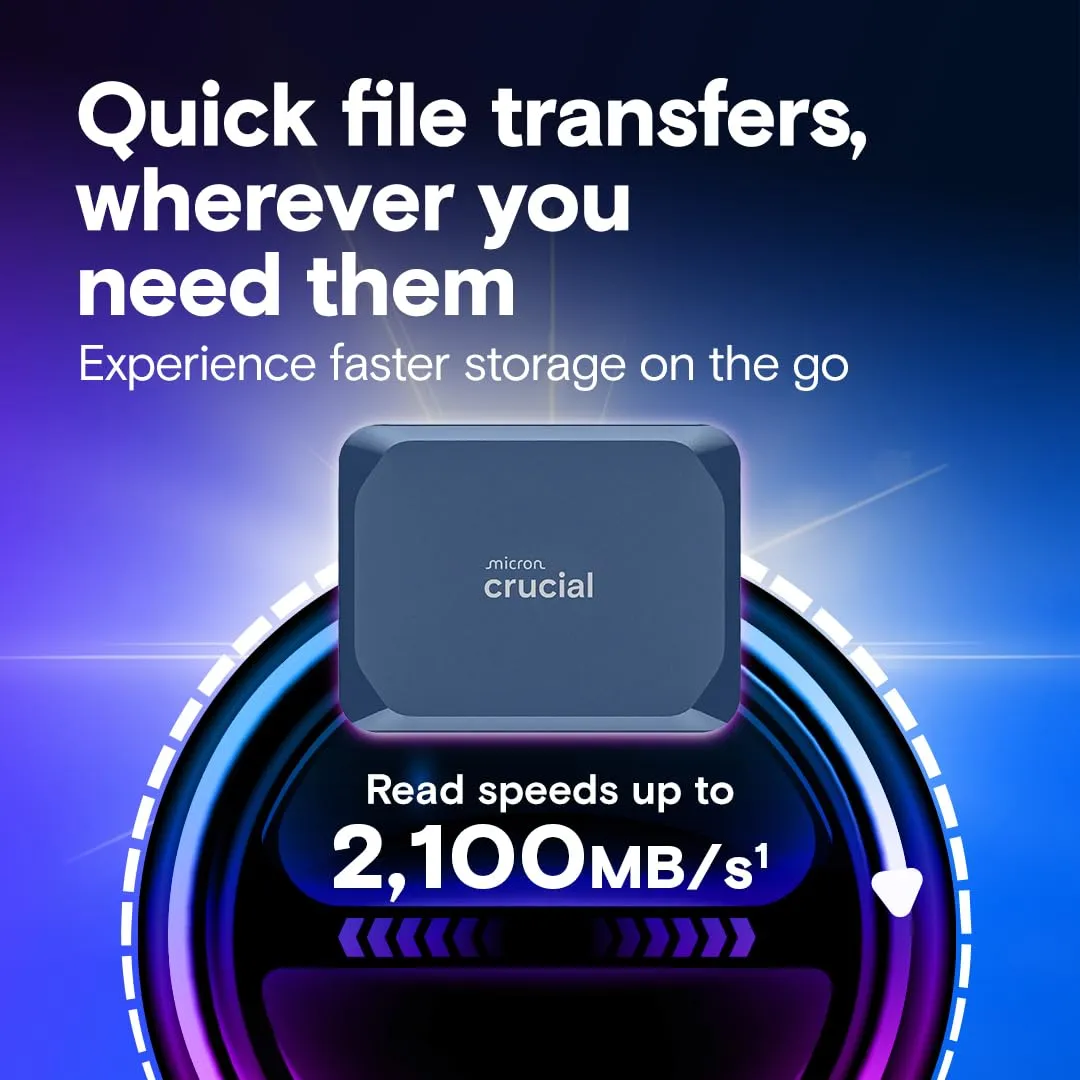 Crucial X10 2TB 2.5" USB Type C External Portable SSD (Blue) overview 1