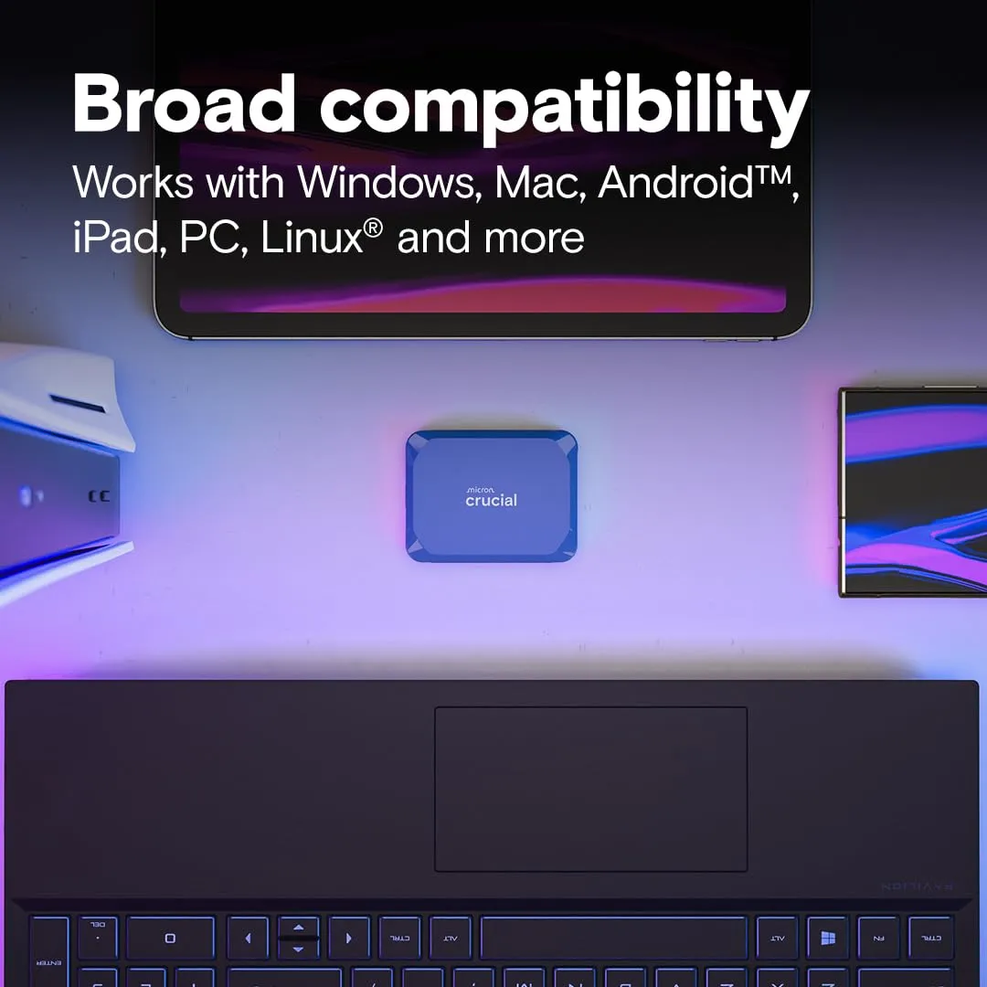 Crucial X10 2TB 2.5" USB Type C External Portable SSD (Blue) overview 3