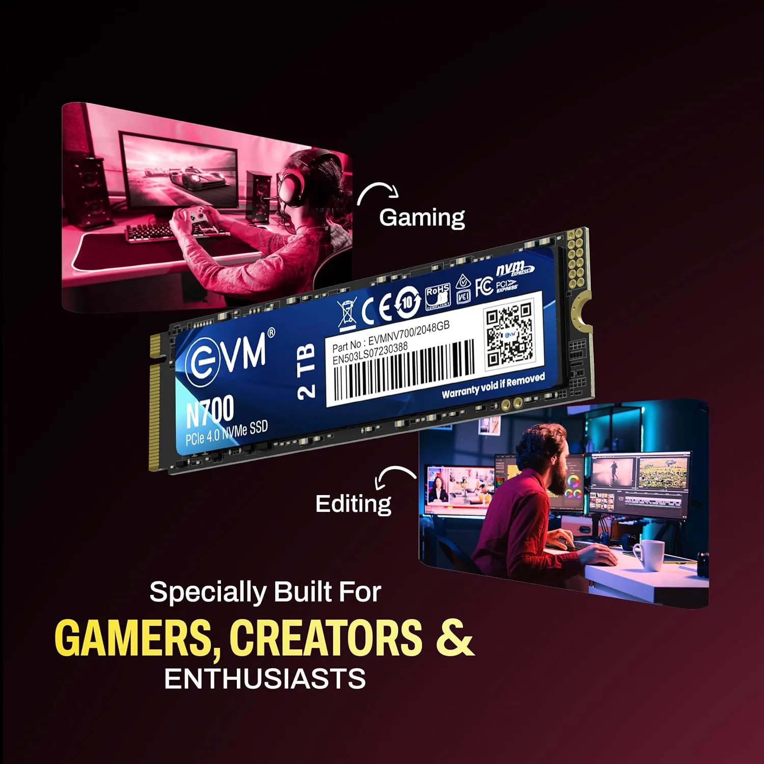 EVM N700 2TB NVMe PCIe Gen4 (2280) Internal SSD – Up to 7000MB/s, Gaming Storage, Graphene Heat Pad, 5-Year Warranty (EVMNV700/2TB) overview 4