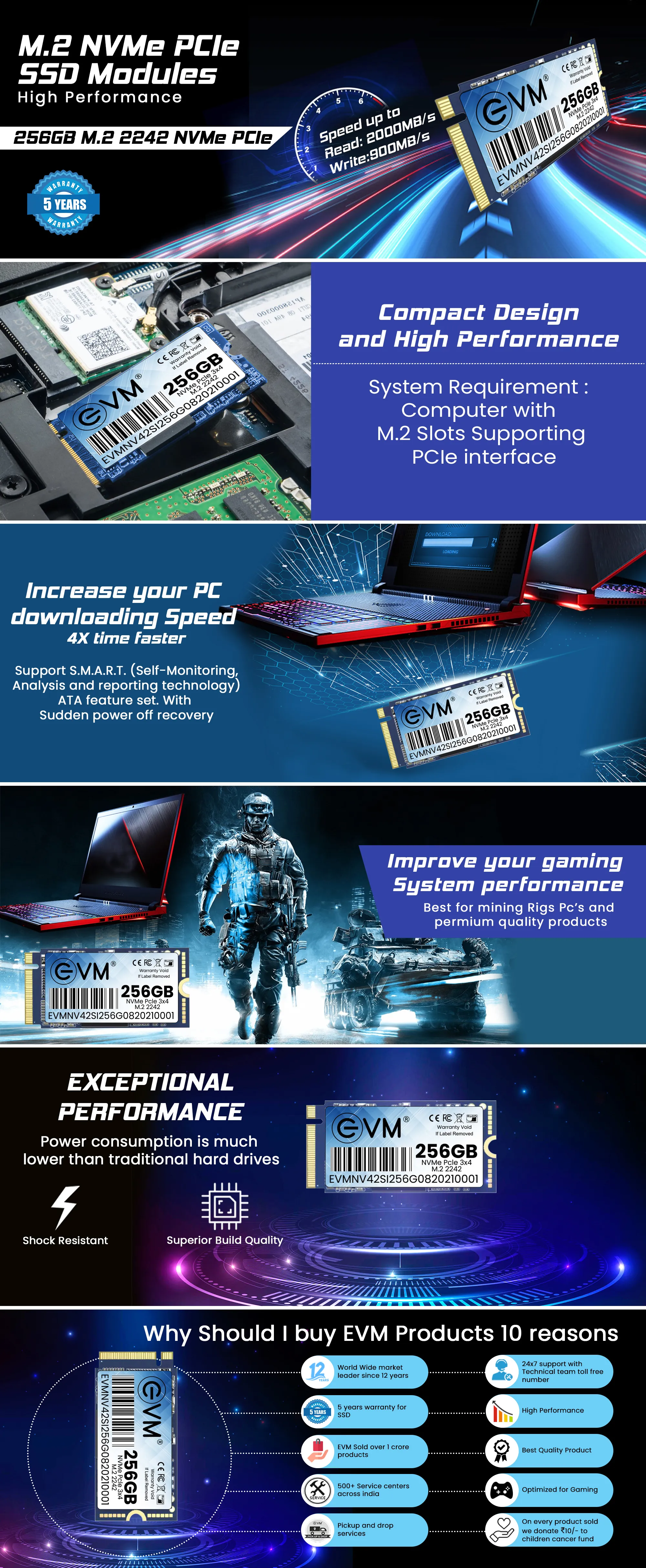 Evm 256gb M.2 Nvme 2242 Ssd overview 1