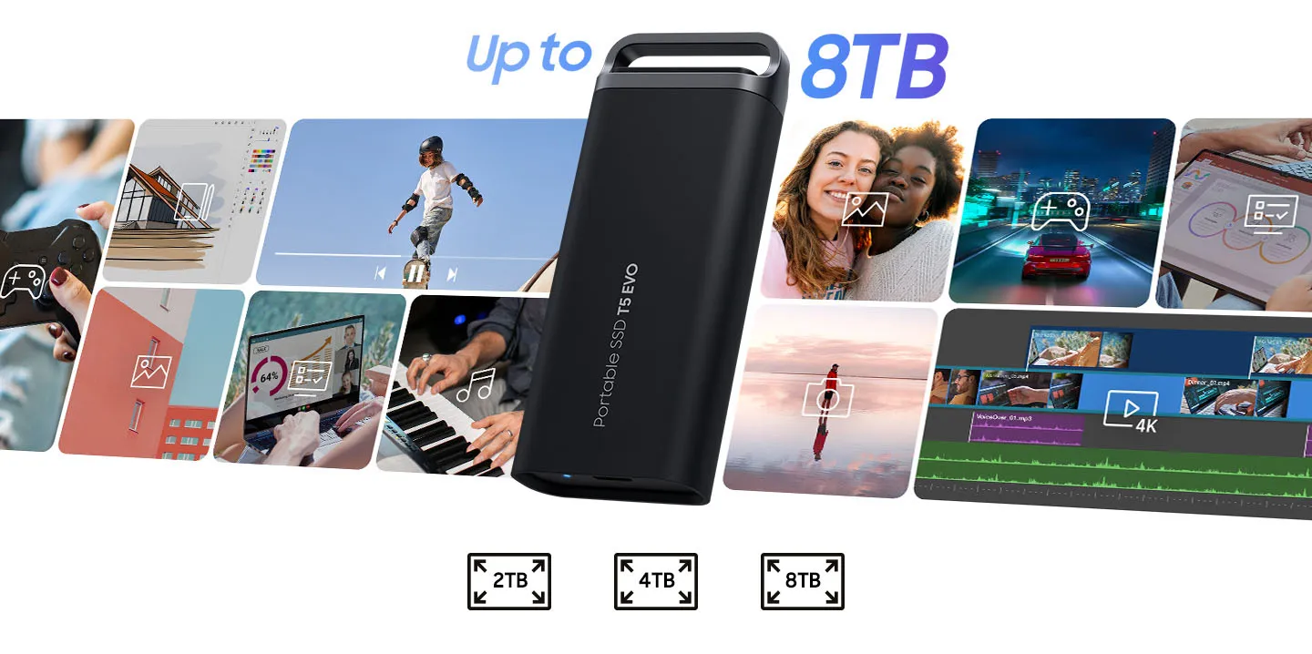 SAMSUNG T5 EVO 8TB Portable SSD (Black) overview 3