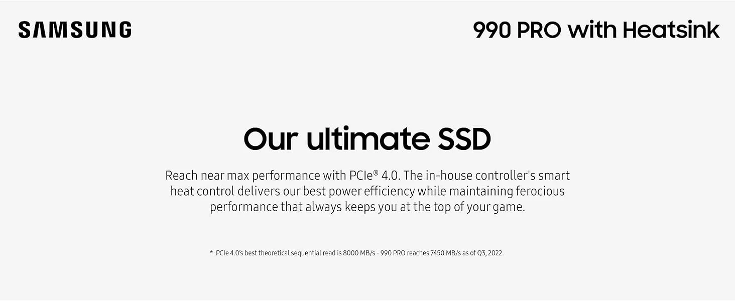 Samsung 990 Pro 2TB M.2 NVMe Gen4 SSD (with Heatsink) overview 1