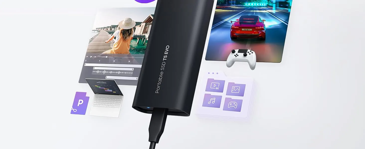 Samsung T5 EVO 2TB Portable SSD (Black) overview 1