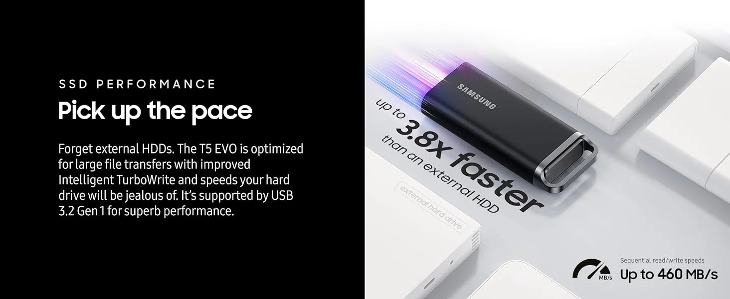 Samsung T5 EVO 2TB Portable SSD (Black) overview 3