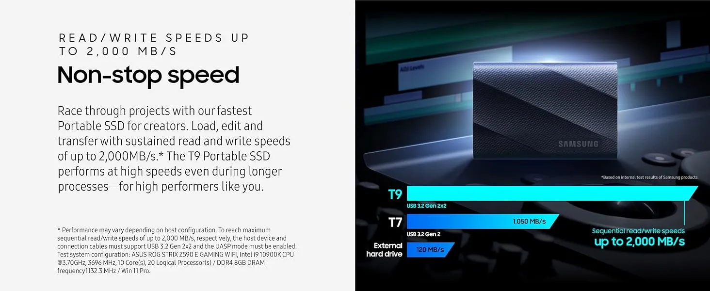 Samsung T9 4TB Portable SSD (Black) overview 1