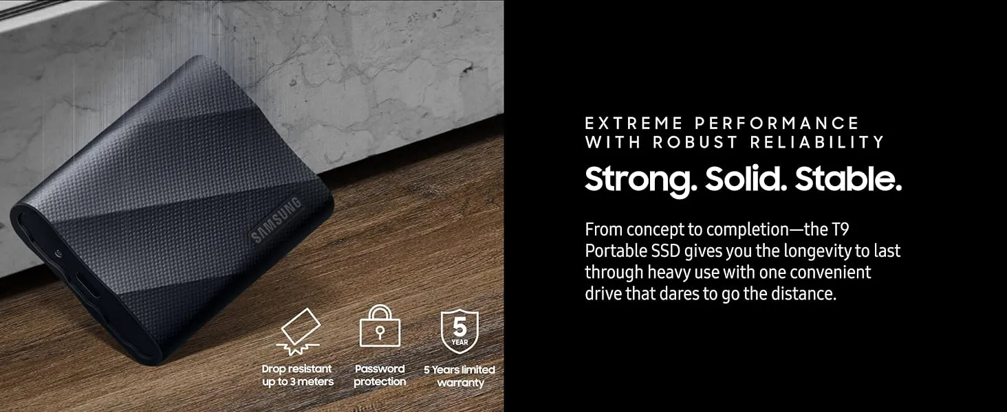 Samsung T9 4TB Portable SSD (Black) overview 3