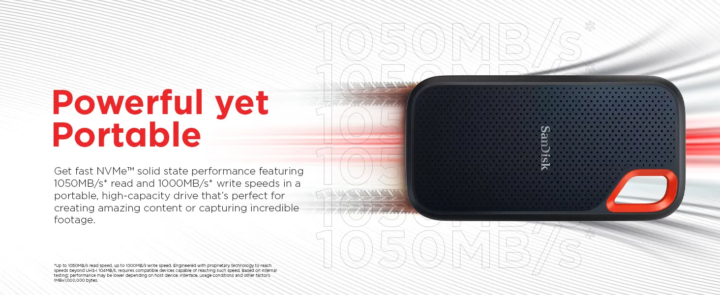 SanDisk E61 1TB Extreme Portable SSD 1050MB/s - ( Black ) overview 3