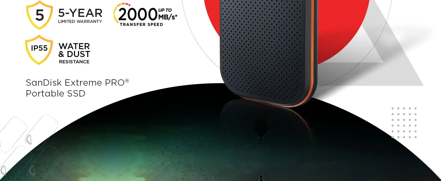 SanDisk E81 1TB Extreme PRO Portable SSD 2000MB/s R/W - ( BLACK ) overview 2