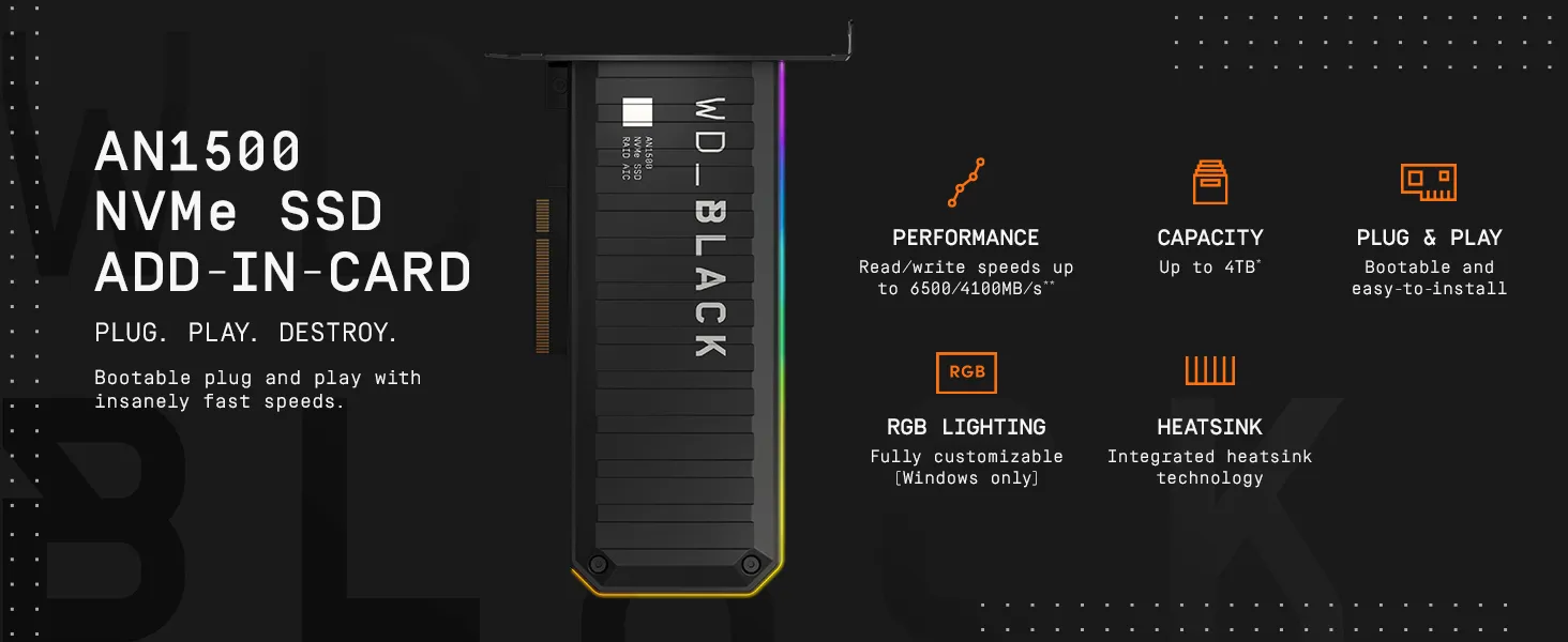 Western Digital Black AN1500 4TB NVMe Gen3 SSD (Add In Card) overview 1