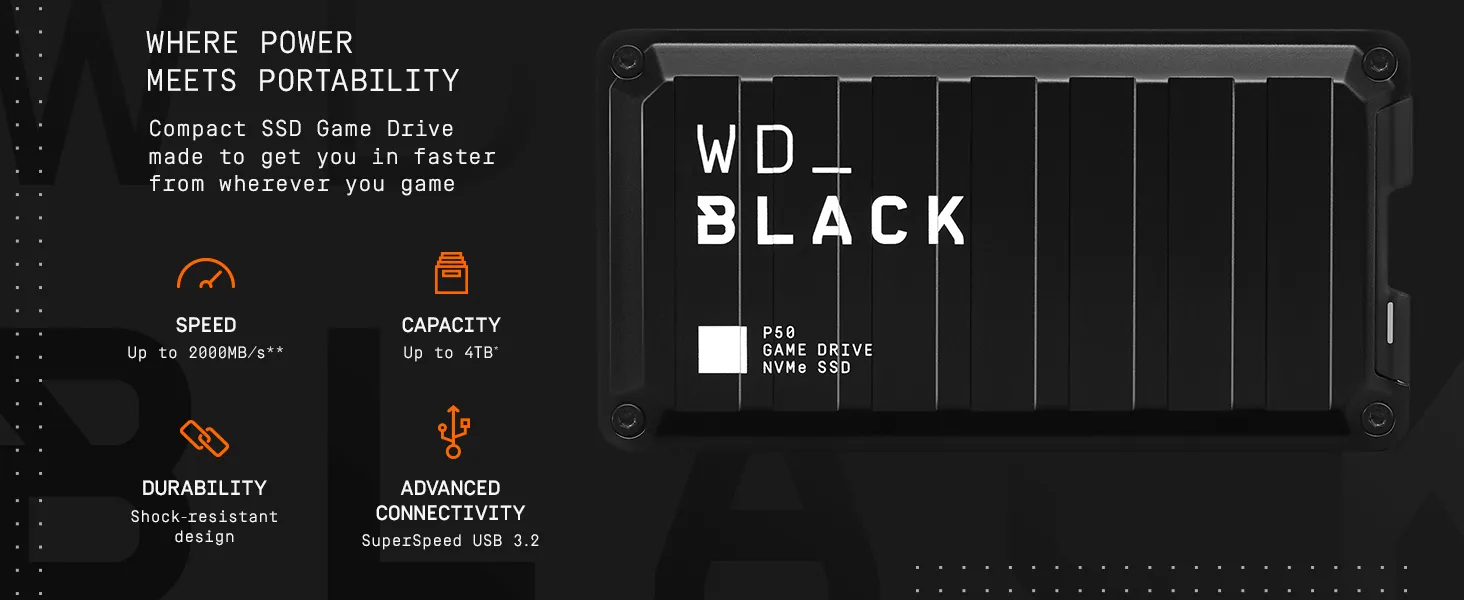 Western Digital Black P50 Game Drive 2TB Portable SSD overview 2