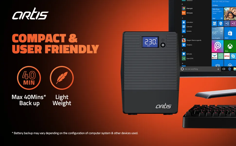 Artis 600VA LCD Touchscreen UPS for Personal Computers overview 3