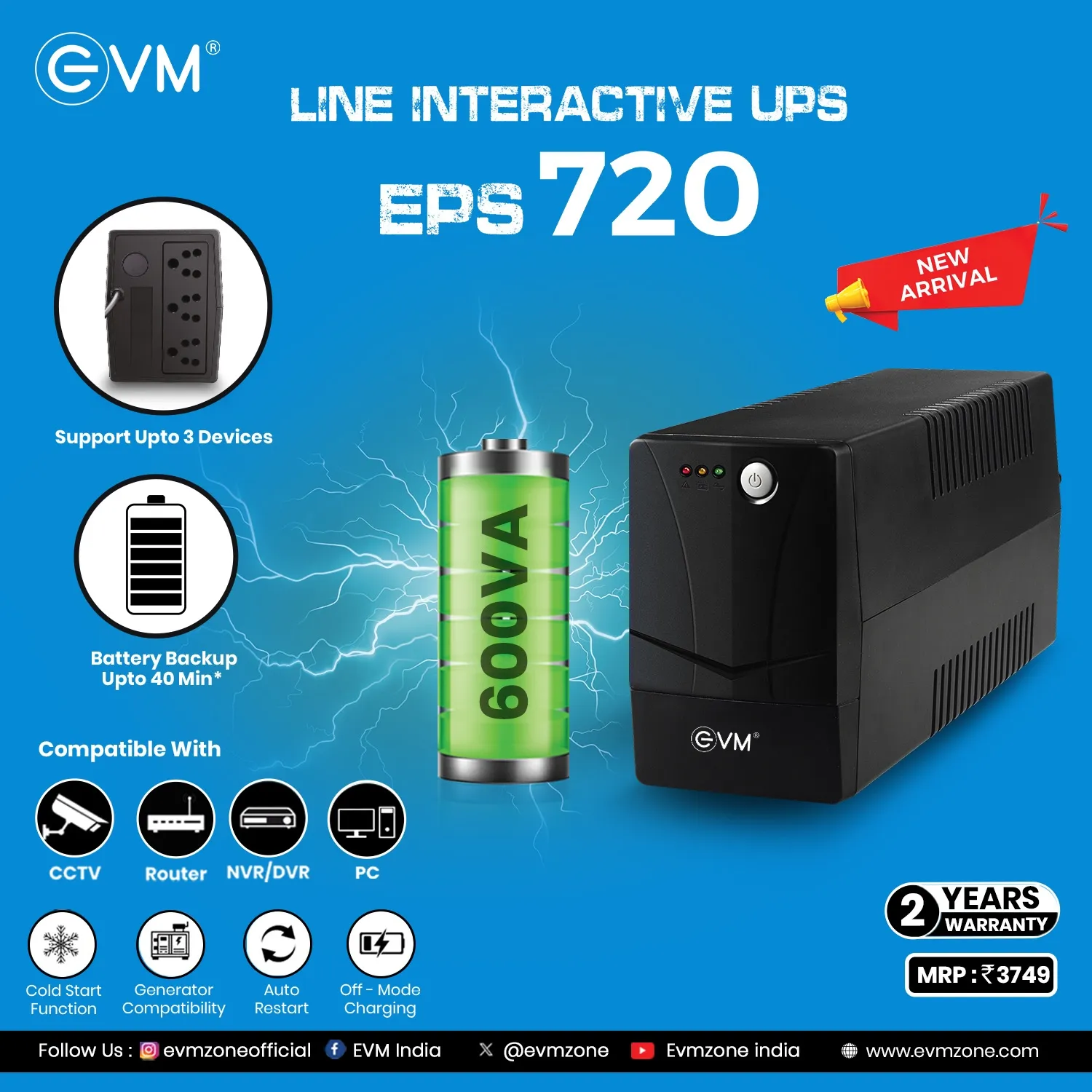 EVM Line Interactive Ups Eps720 overview 1