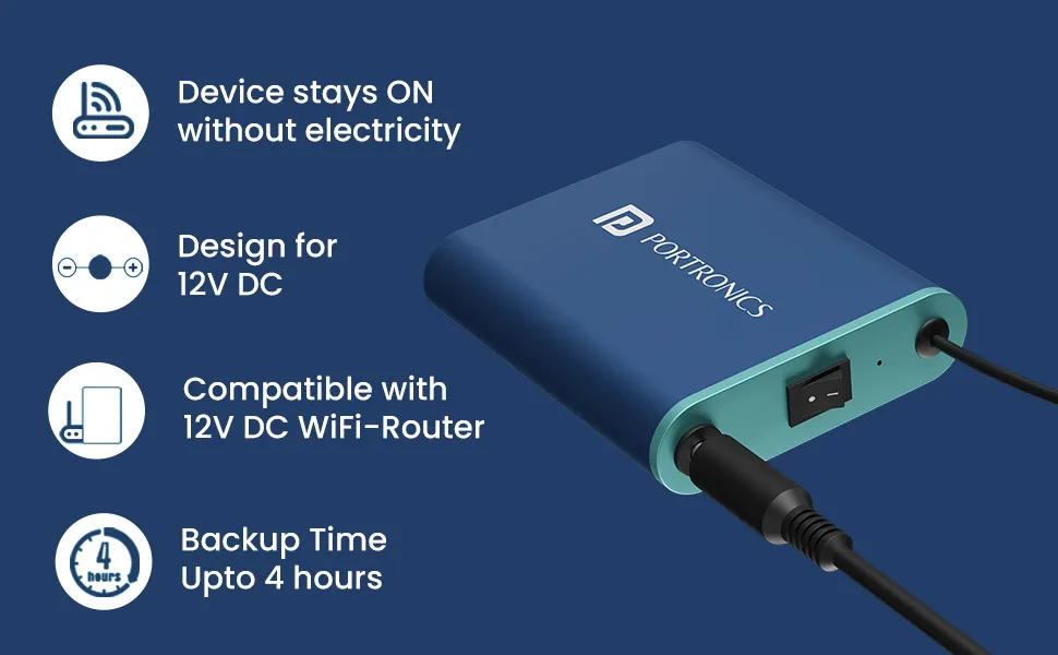 Portronics Power Plus Advanced Mini UPS for 12V DC WiFi Router Broadband Modem (Blue) overview 9