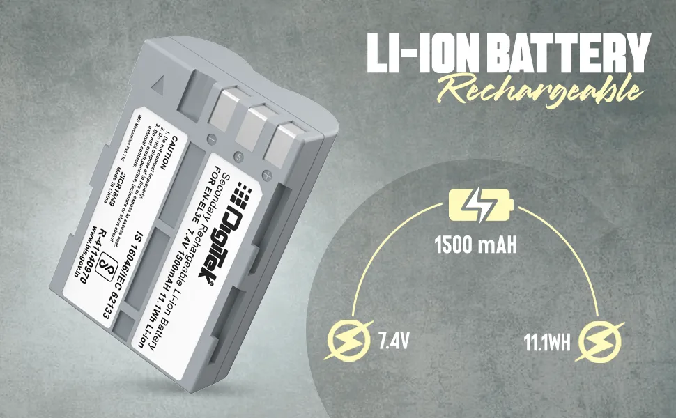 DIGITEK (ENEL 3E) Rechargeable Li-ion (1500mAh) Battery Packs for Nikon Digital Camera overview 3