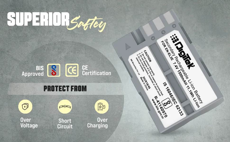 DIGITEK (ENEL 3E) Rechargeable Li-ion (1500mAh) Battery Packs for Nikon Digital Camera overview 4