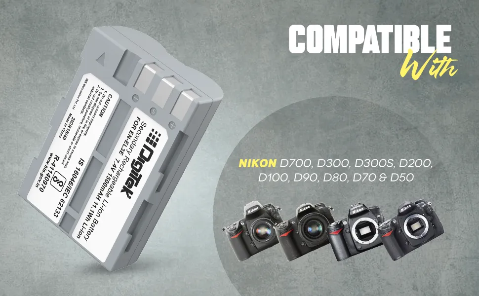 DIGITEK (ENEL 3E) Rechargeable Li-ion (1500mAh) Battery Packs for Nikon Digital Camera overview 5