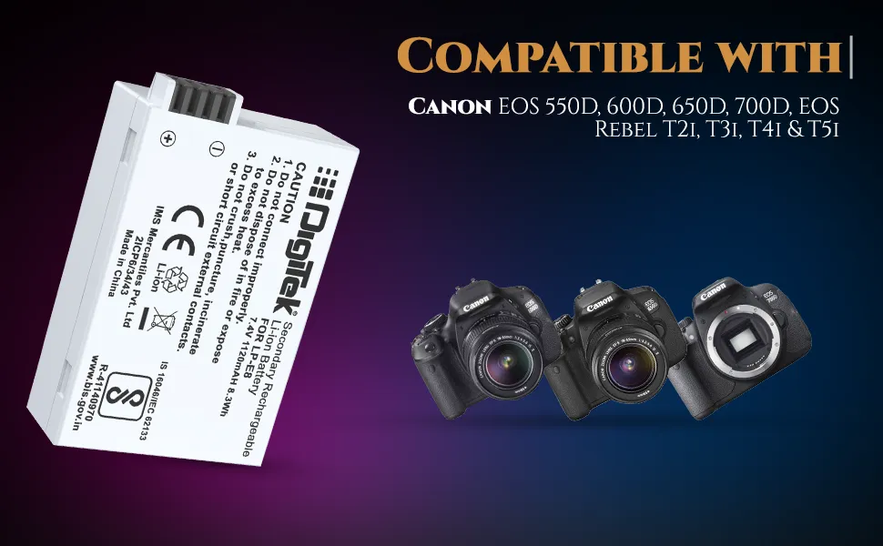 DIGITEK (LP E8) Lithium-ion Rechargeable Battery for DSLR Camera overview 5